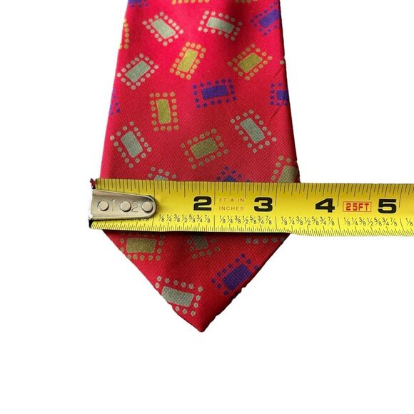 Charvet 100% Silk Neck Tie Red Colorful Geo Confetti Print Made In France Luxury - Picture 4 of 6